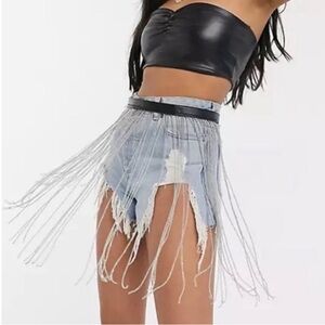Silver tassel chain belt - one size